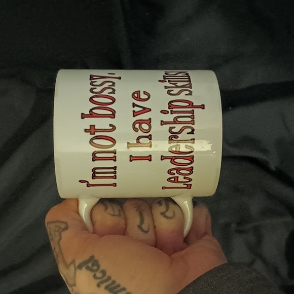 NOT BOSSY/LEADERSHIP;white glass mug. For tea and coffee - Picture 6 of 6